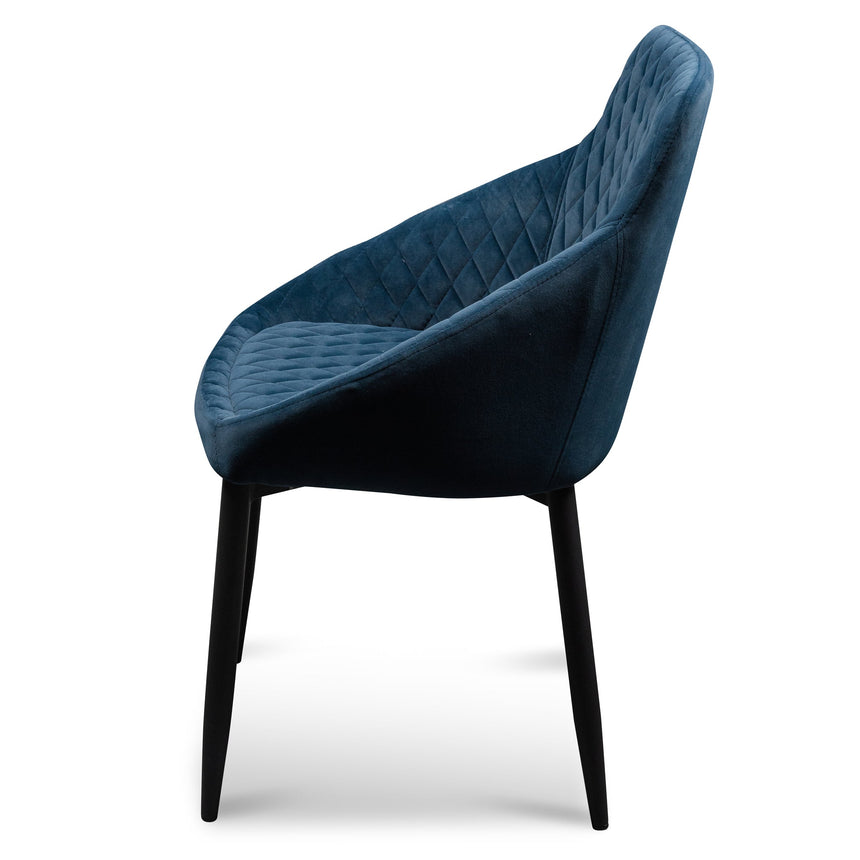 CDC6121-ST Dining Chair - Navy Blue Velvet with Black Legs (Set of 2)