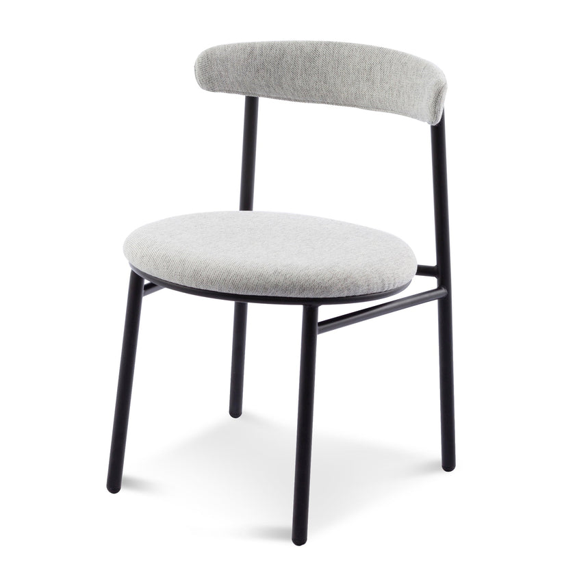 CDC6886-SD Fabric Dining Chair - Silver Grey with Black Legs (Set of 2)