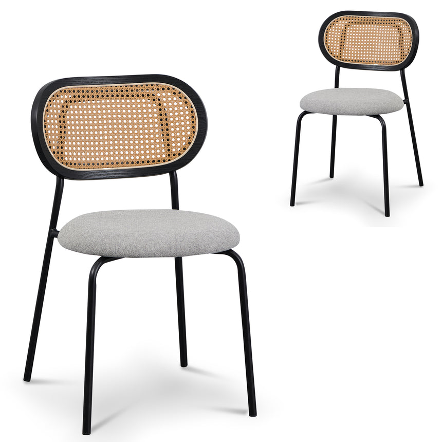 CDC6885-SD Fabric Natural Rattan Dining Chair - Black