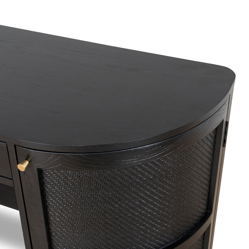 Ex Display - CDT10428-NI 1.55m Rattan Home Office Desk - Full Black