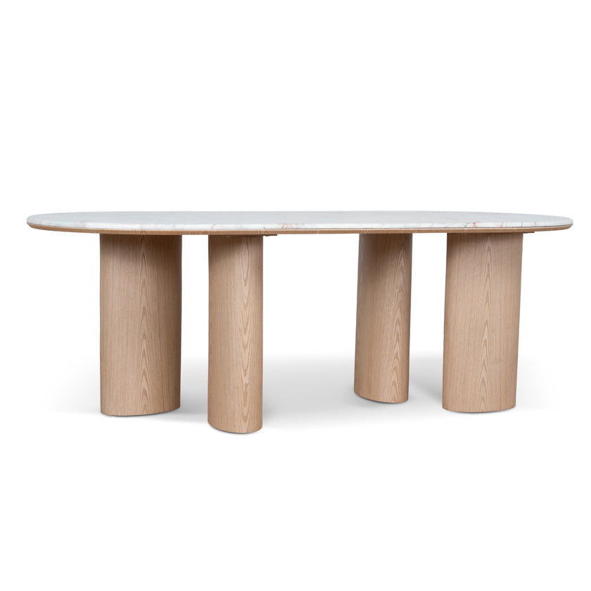 Ex Display - CDT10657-MK 2.2m White Marble Dining Table - Natural