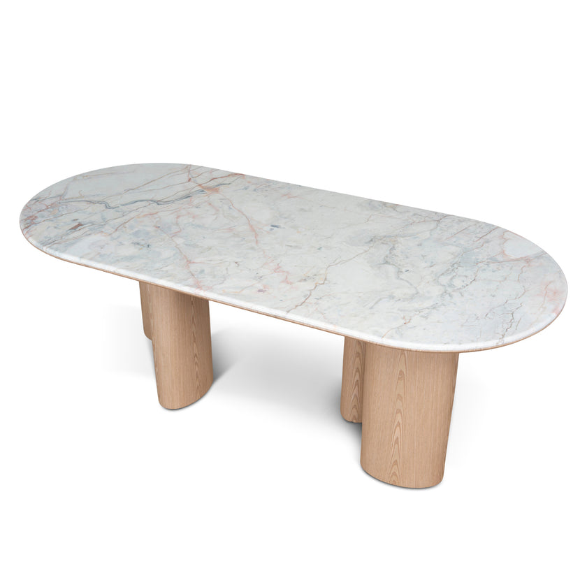 Ex Display - CDT10657-MK 2.2m White Marble Dining Table - Natural
