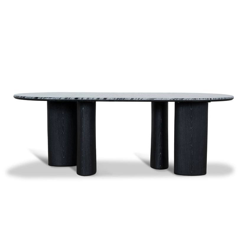 Ex Display - CDT10658-MK 2.2m Black Marble Dining Table - Black