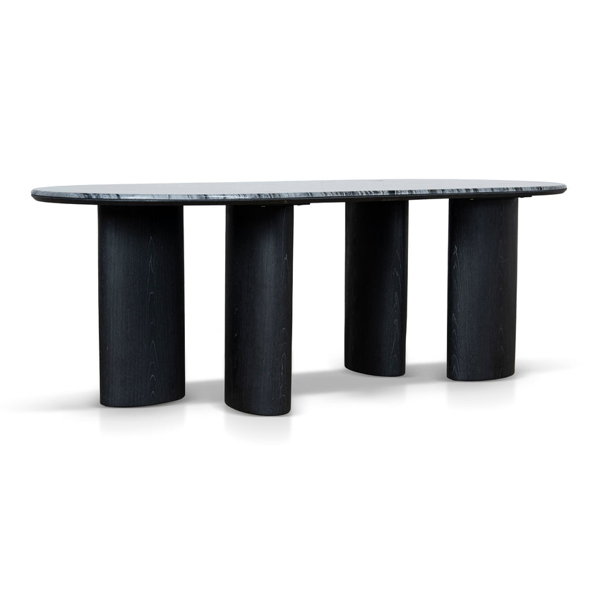 Ex Display - CDT10658-MK 2.2m Black Marble Dining Table - Black