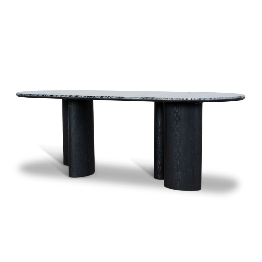 Ex Display - CDT10658-MK 2.2m Black Marble Dining Table - Black