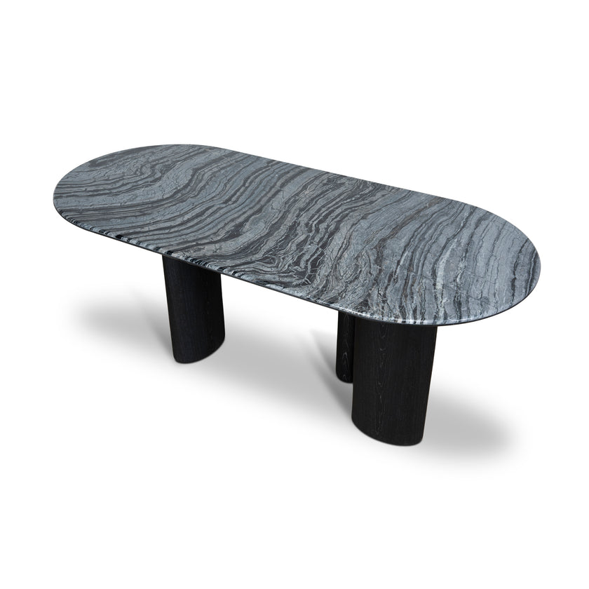 Ex Display - CDT10658-MK 2.2m Black Marble Dining Table - Black