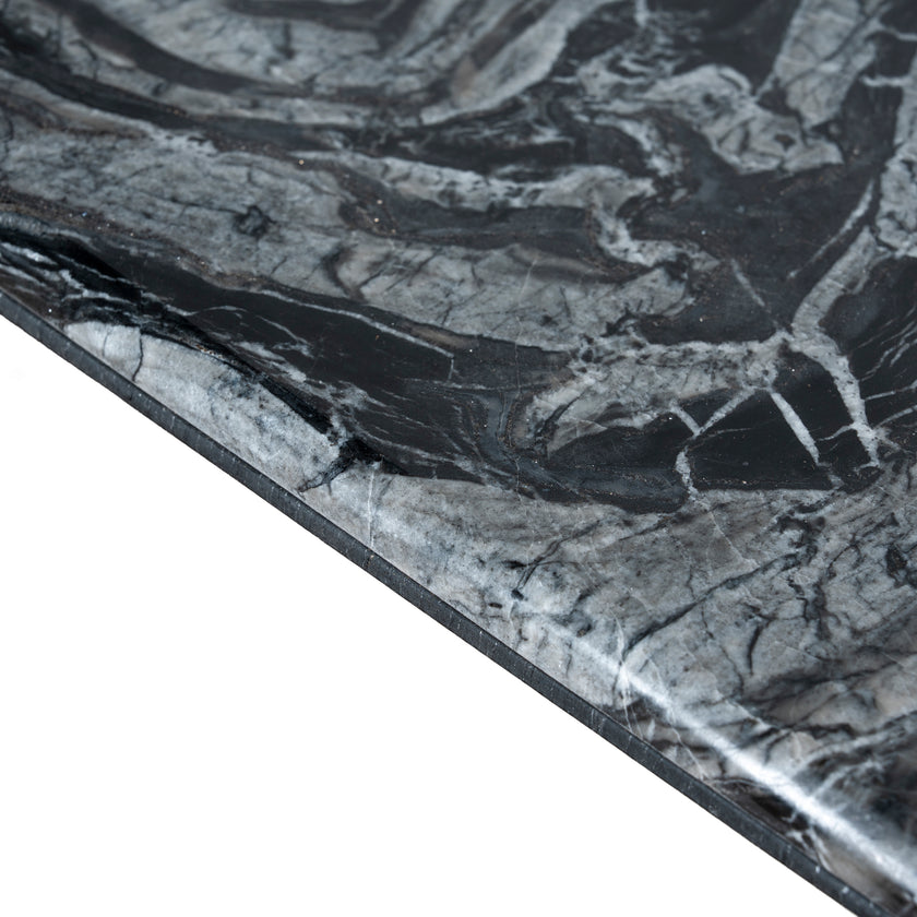 Ex Display - CDT10658-MK 2.2m Black Marble Dining Table - Black