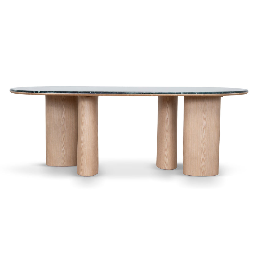 Ex Display - CDT10659-MK 2.2m Green Marble Dining Table - Natural