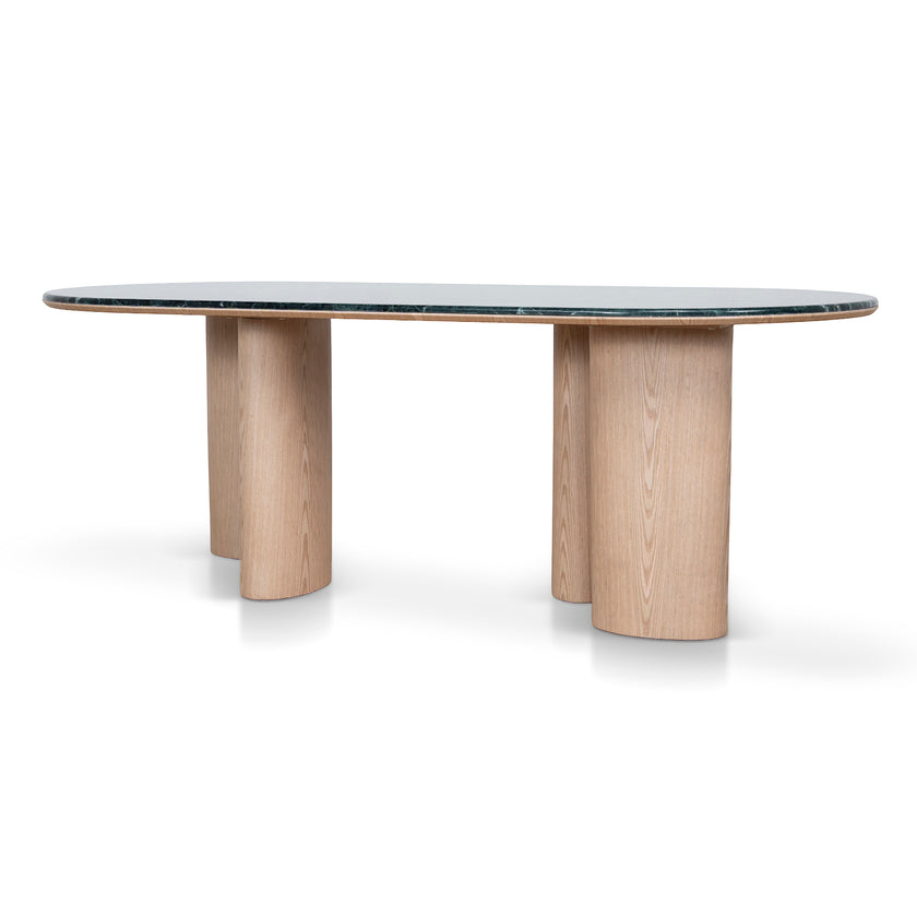 Ex Display - CDT10659-MK 2.2m Green Marble Dining Table - Natural