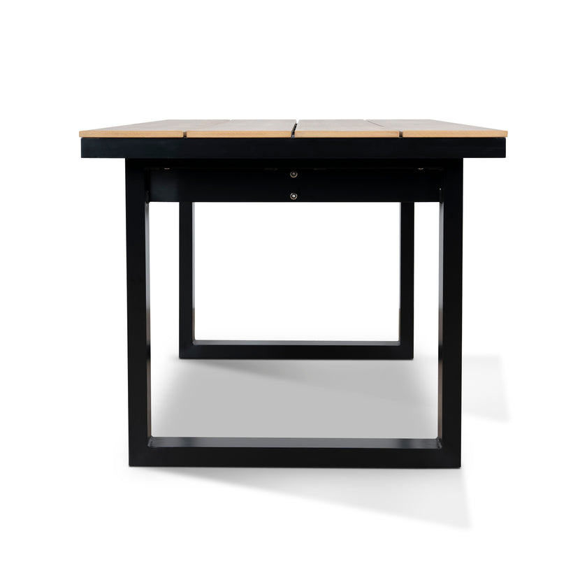 CDT12053-ID 1.6m Black Outdoor Dining Table - Natural