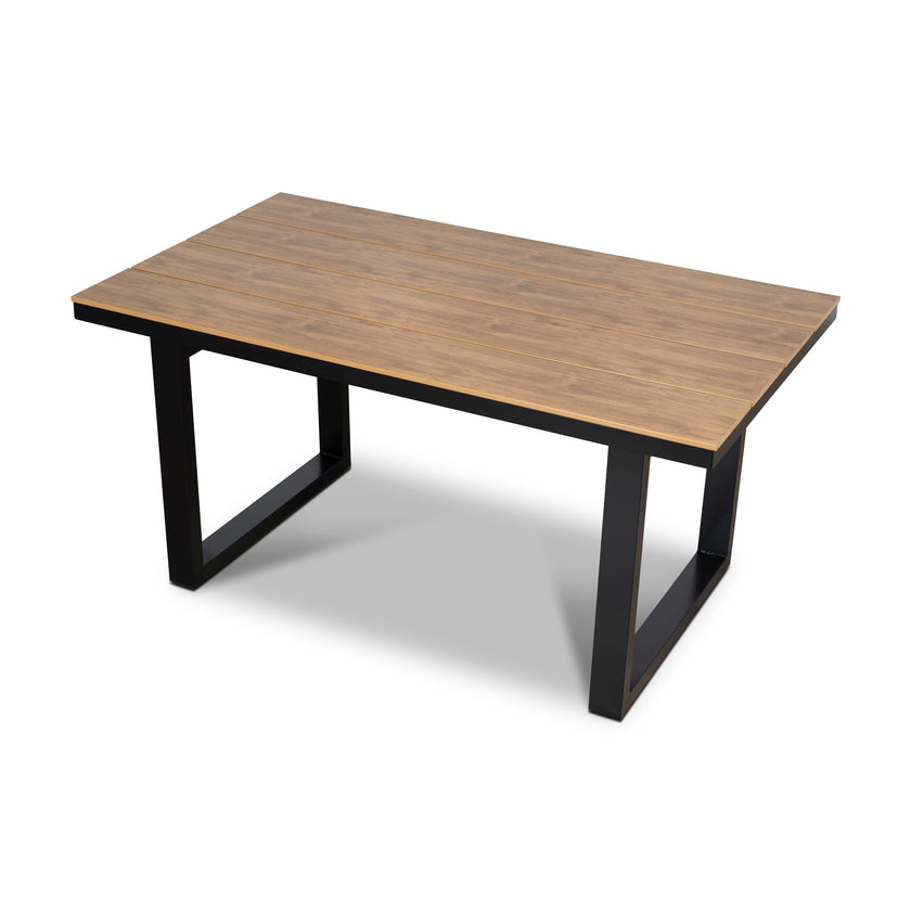 CDT12053-ID 1.6m Black Outdoor Dining Table - Natural