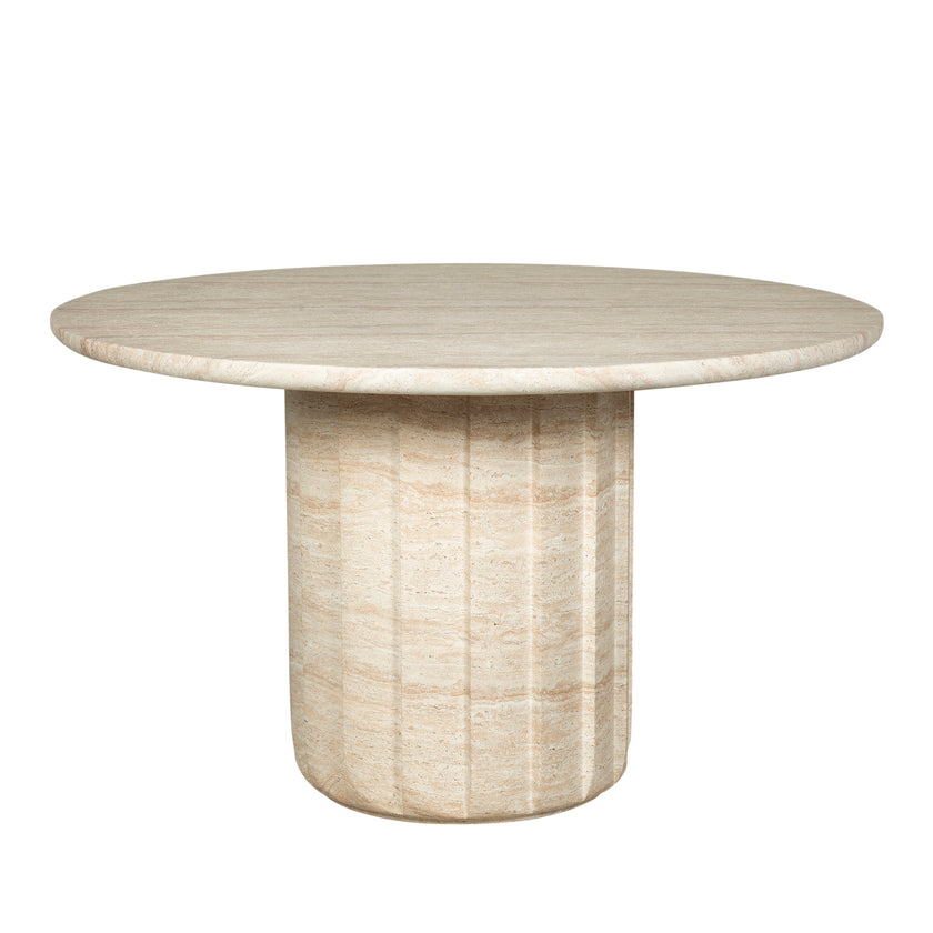 CDT12284-CO 1.3m Round Concrete Dining Table - Light Travertine Look