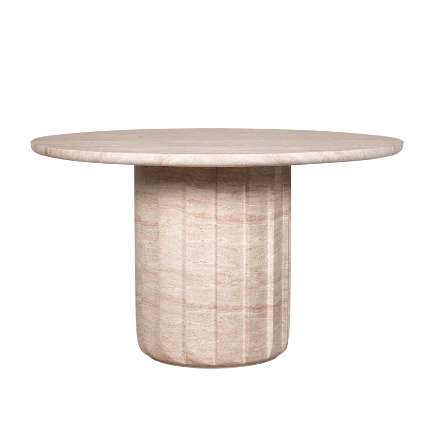 CDT12284-CO 1.3m Round Concrete Dining Table - Light Travertine Look