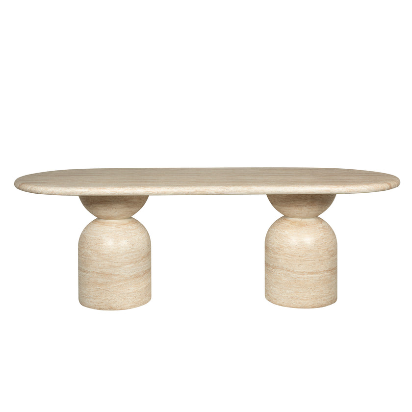 CDT12287-CO 2.2m Oval Dining Table - Light Travertine Look