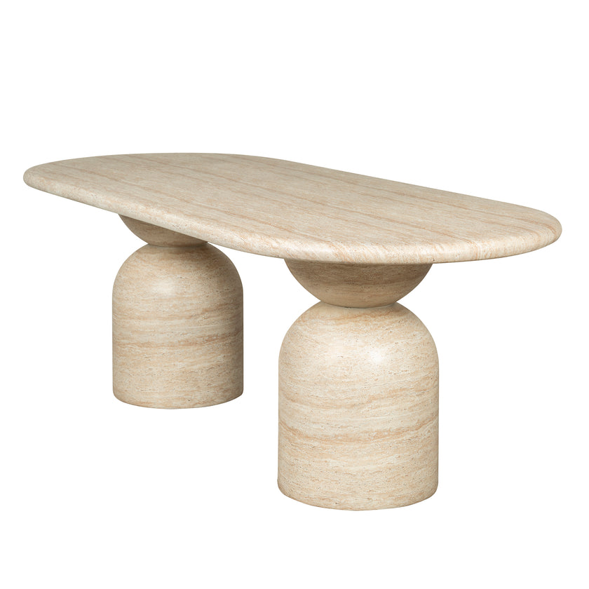 CDT12287-CO 2.2m Oval Dining Table - Light Travertine Look