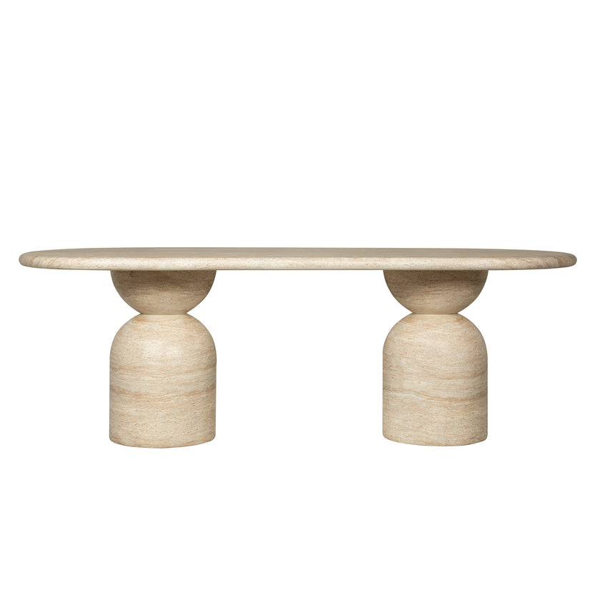 CDT12287-CO 2.2m Oval Dining Table - Light Travertine Look