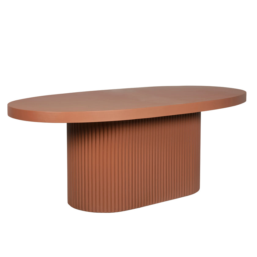 CDT12297-CO 2m Concrete Oval Dining Table - Terracotta