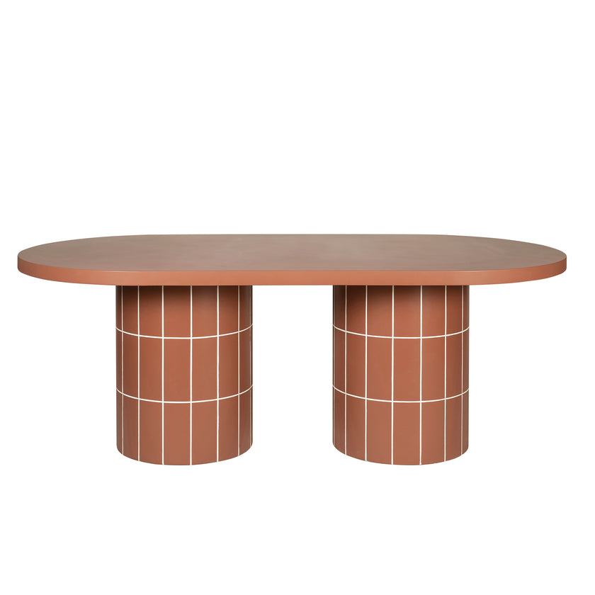 CDT12299-CO 2m Concrete Oval Dining Table- - Terracotta