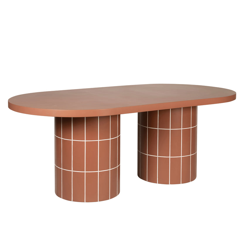 CDT12299-CO 2m Concrete Oval Dining Table- - Terracotta