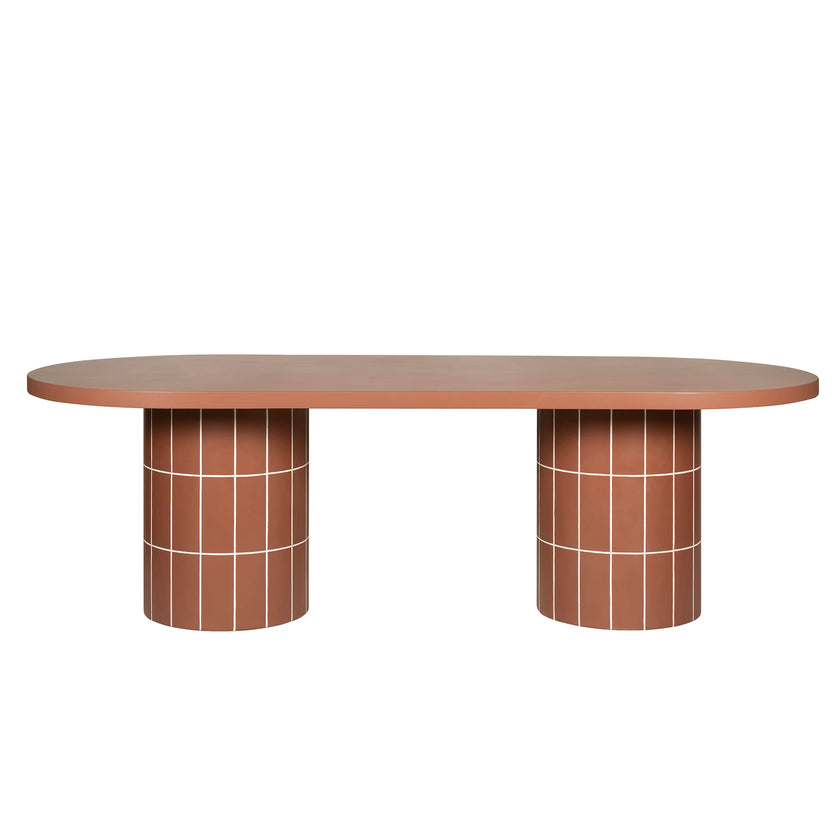 CDT12300-CO 2.4m Concrete Oval Dining Table - Terracotta