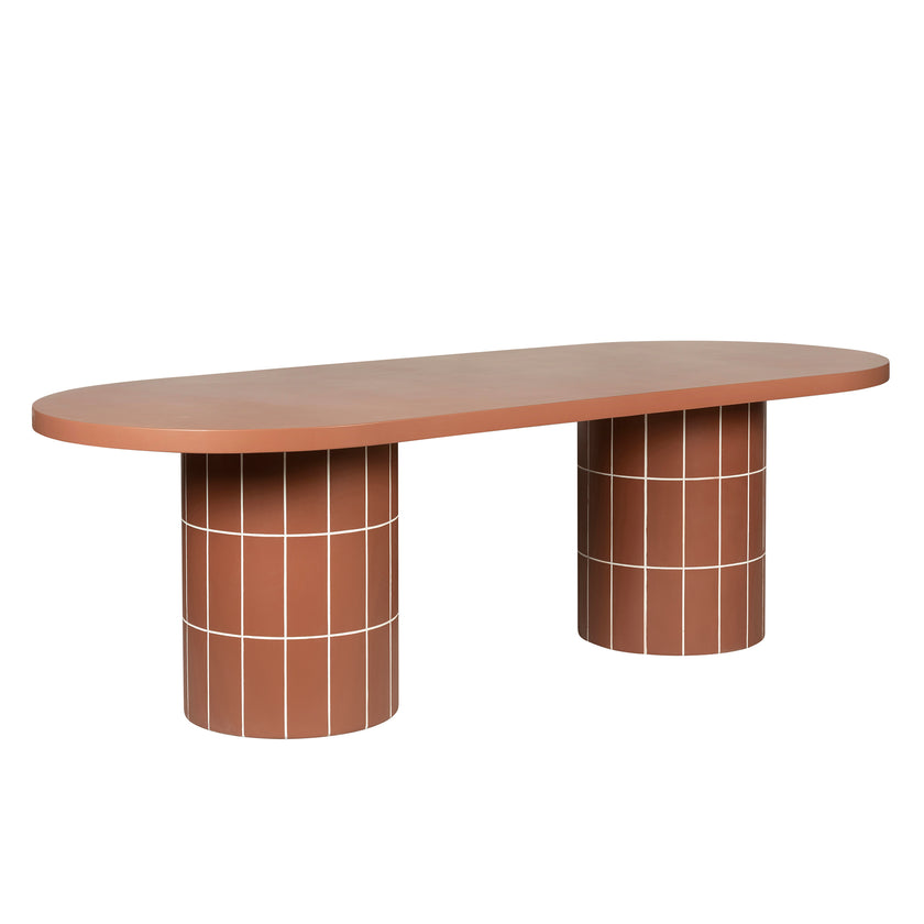 CDT12300-CO 2.4m Concrete Oval Dining Table - Terracotta