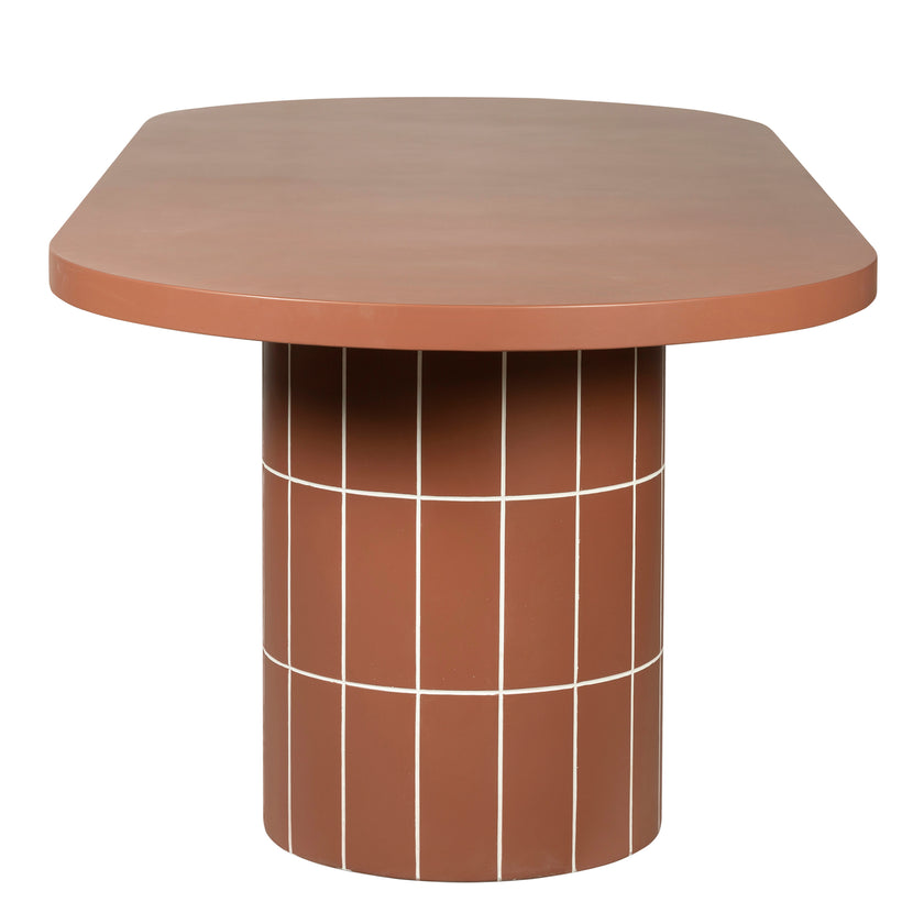 CDT12300-CO 2.4m Concrete Oval Dining Table - Terracotta