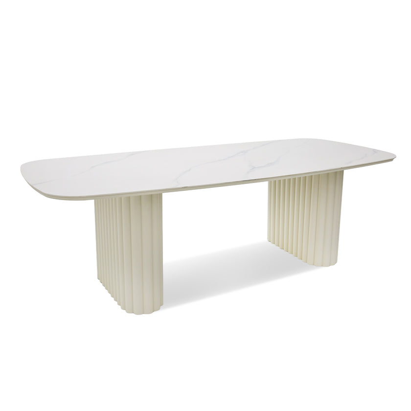 CDT12600-KT 2.4m Stone Top Outdoor Dining Table - Snow White