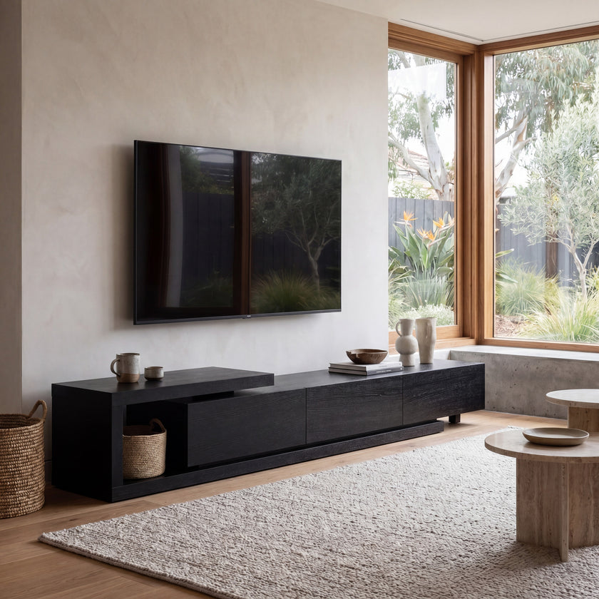 CTV2390-BB Lowline 2.4-3.07m Entertainment TV Unit - Full Black