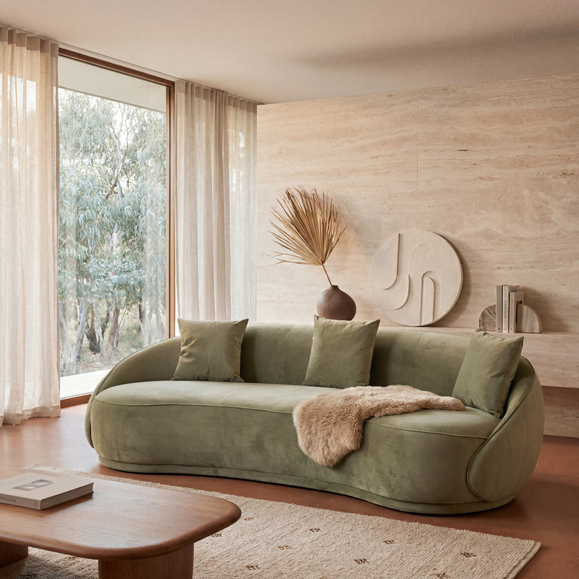 CLC8514-FS 4 Seater Fabric Sofa - Elegant Sage