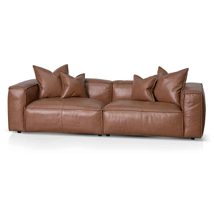 LC8592-KSO 4 Seater Left Chaise Leather Sofa - Caramel Brown