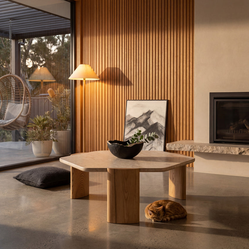 CCF8791-NY 100cm Travertine Coffee Table - Natural