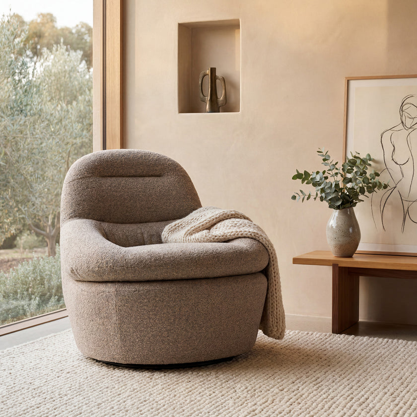 CLC10346-FH Swivel Lounge Chair - Granite Boucle