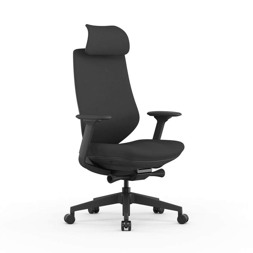 COC12625-AV Mesh Office Chair - Full Black with Headrest