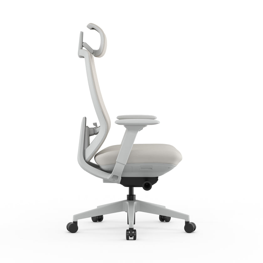 COC12626-AV Mesh Office Chair - Light Grey with Headrest