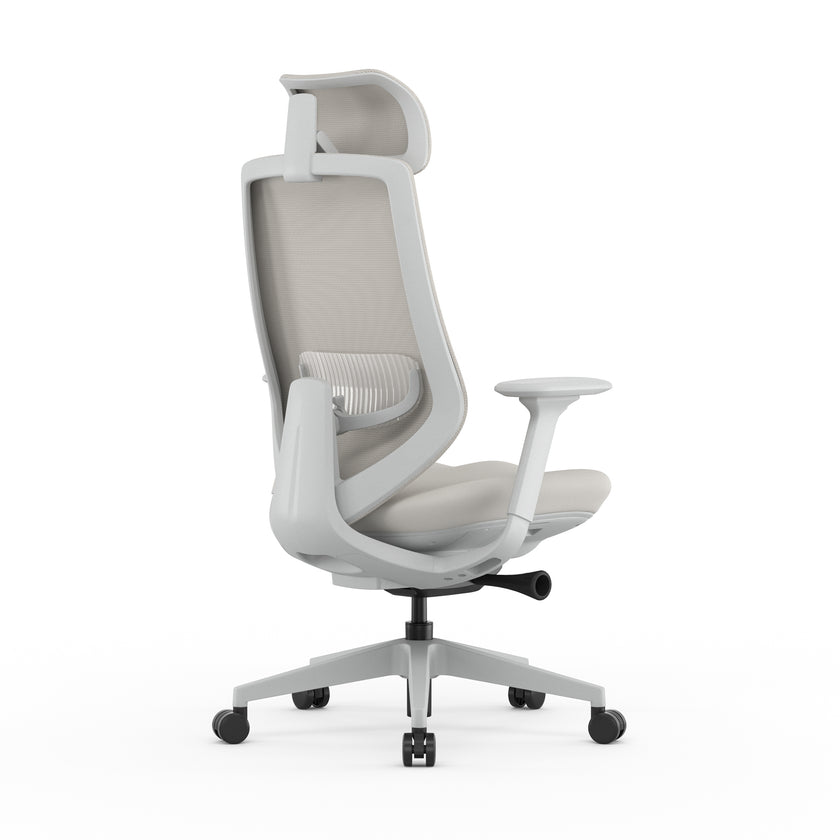 COC12626-AV Mesh Office Chair - Light Grey with Headrest