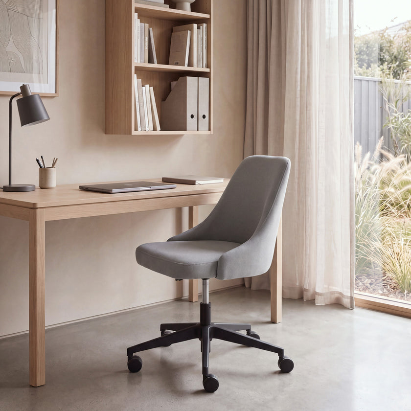 COC8963-UN Grey Fabric Office Chair - Black Base