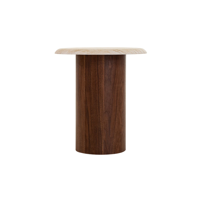 CST10253-IG Walnut Side Table - Stone Look Beige