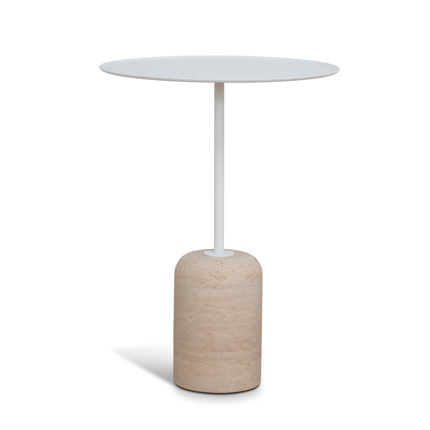 CST10319-NY 45cm Matte White Side Table - Travertine