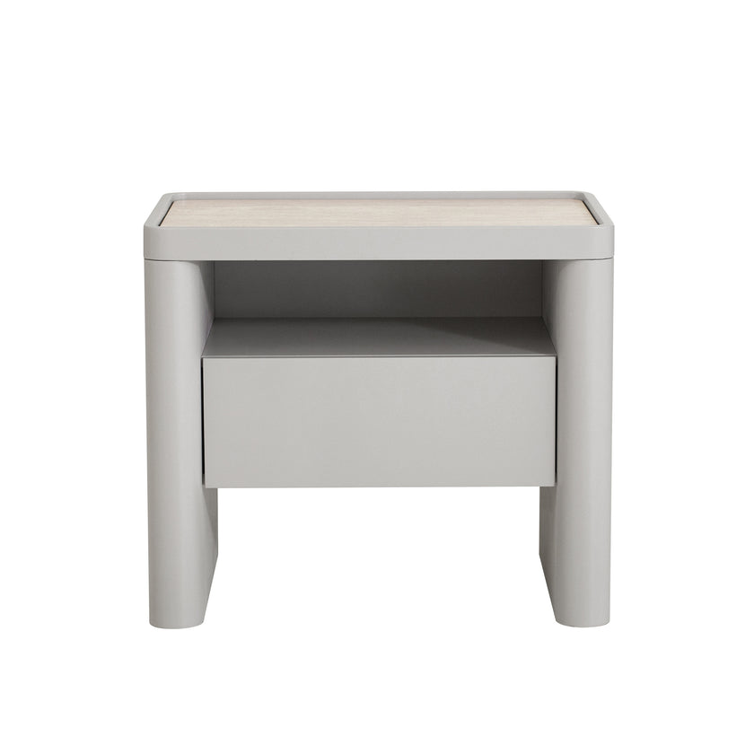 CST10539-IG Glass Top Bedside Table - Warm Grey