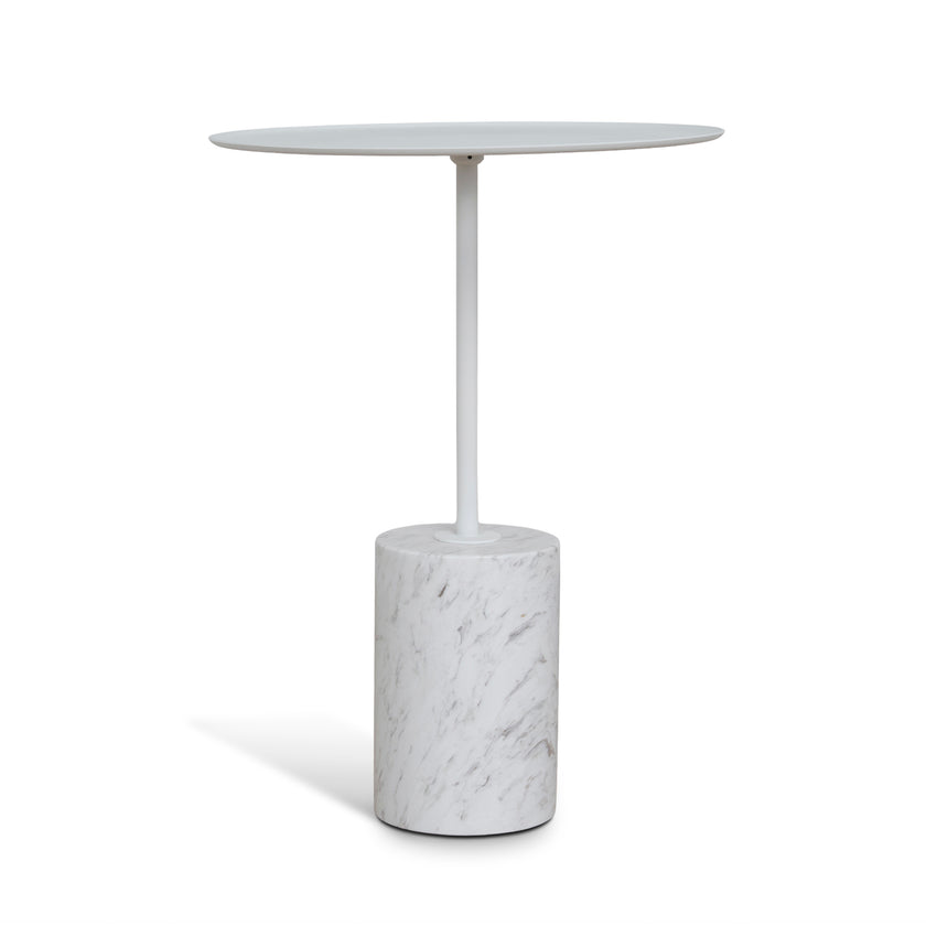 CST10979-NY 45cm Matte White Side Table - Carrara Marble