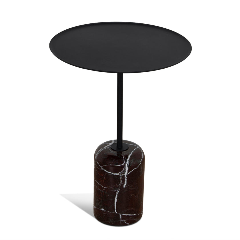 CST10981-NY 45cm Matte Black Side Table - Rosso Levanto Marble