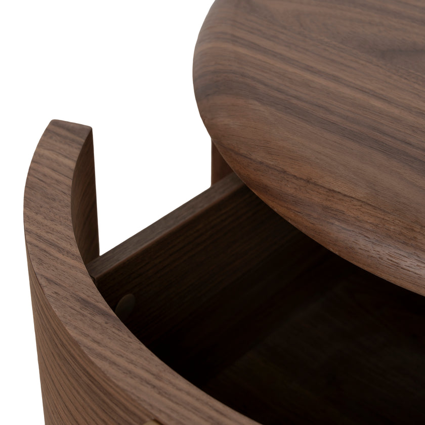CST12279-CN 46cm Round Bedside Table - Walnut
