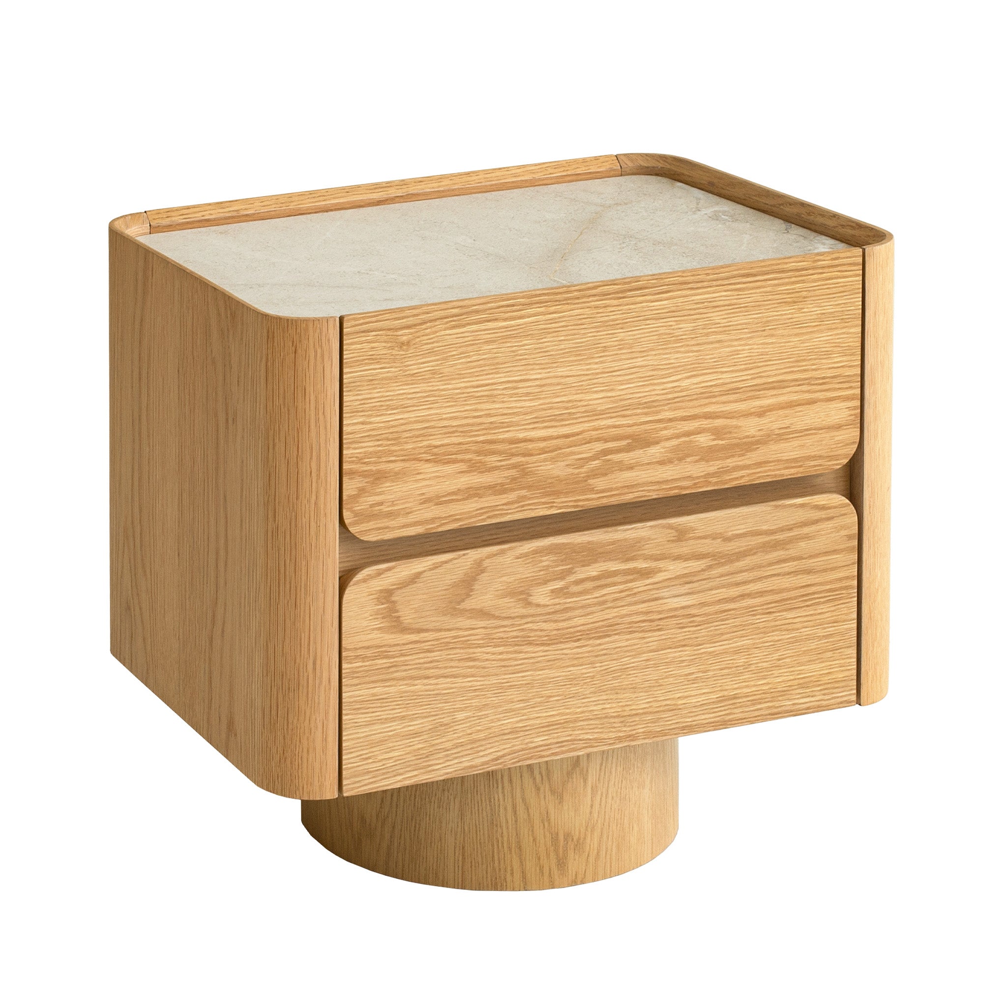 CST12554-IG Stone Top Bedside Table - Natural | Calibre Furniture