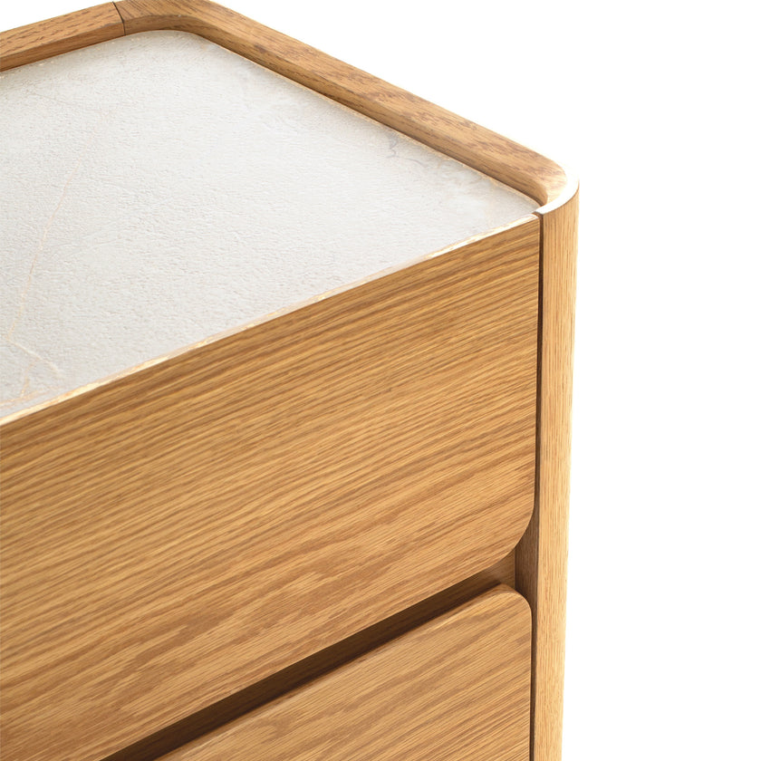 CST12554-IG Stone Top Bedside Table - Natural