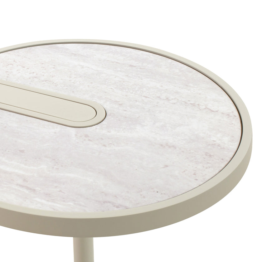 CST12573-IG Beige Glass Side Table - Warm Grey