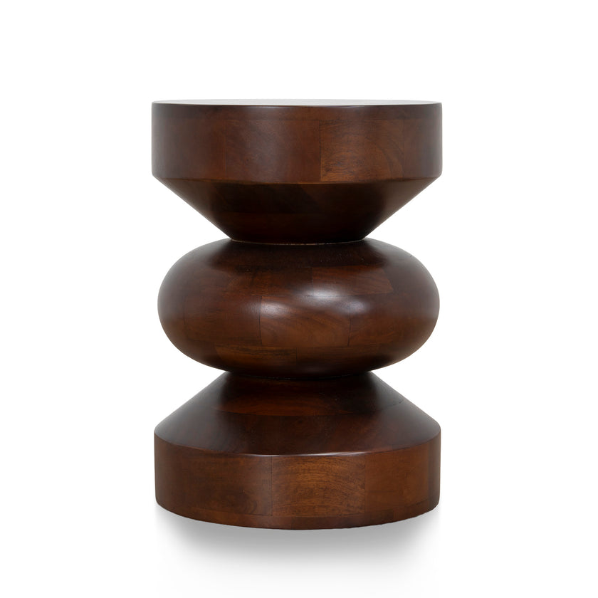 CST12951-RB 35cm Round Wooden Side Table - Walnut