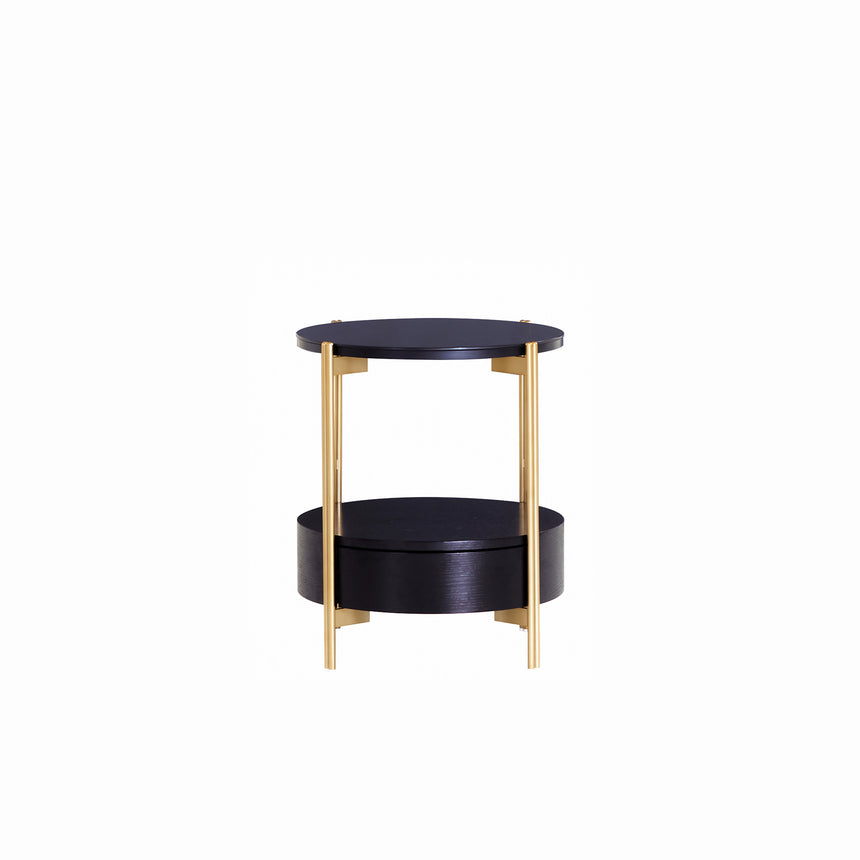 CST8790-NY 50cm Round Glass Side Table - Full Black