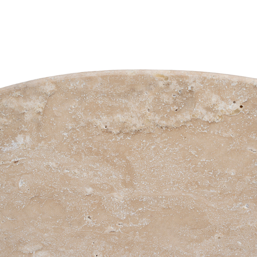 CST8665-NI Travertine Marble Round Side Table - White Wash
