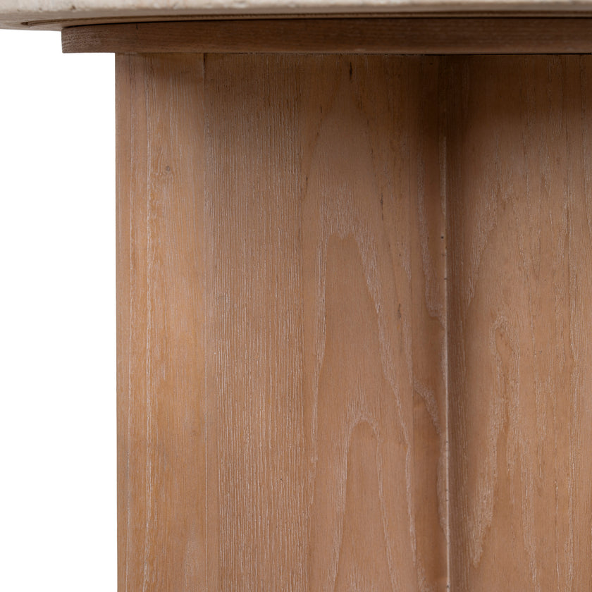 CST8665-NI Travertine Marble Round Side Table - White Wash