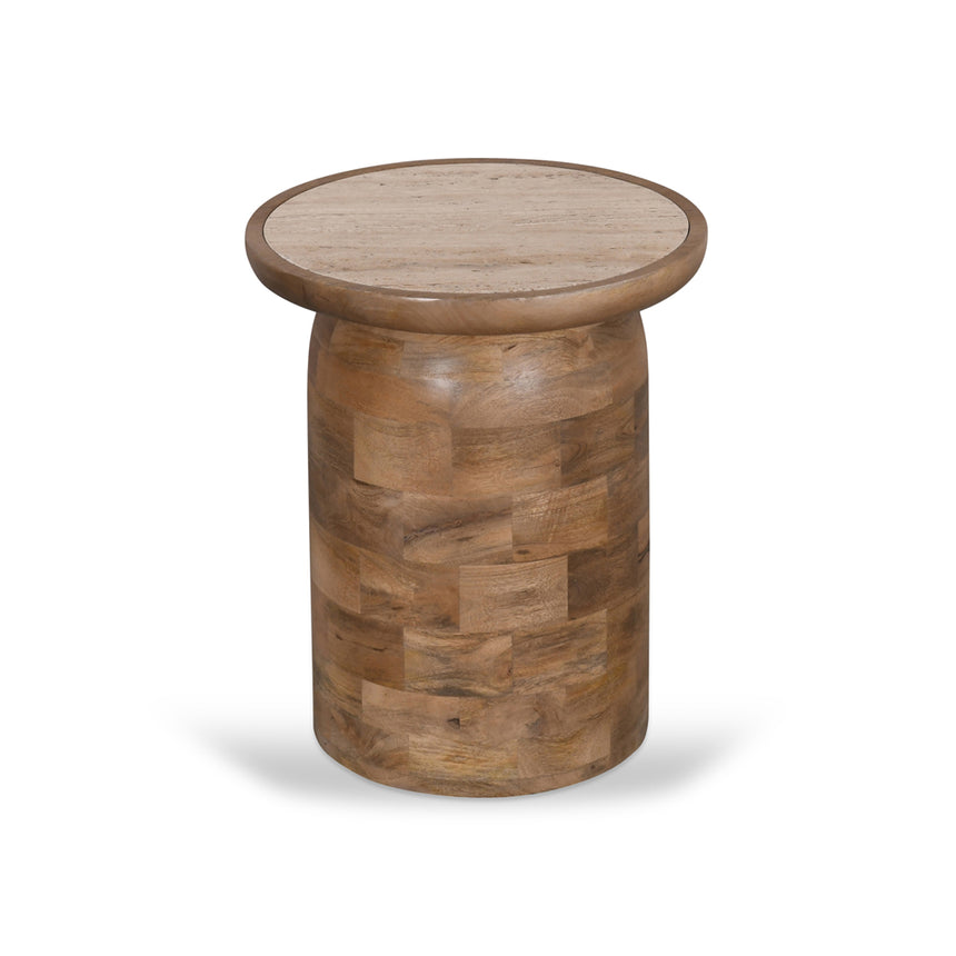 CST8733-RB 40cm Travertine Top Side Table - Natural